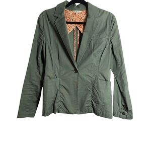 CABI Olive Three Pocket Green Blazer One Button Jacket Size Small